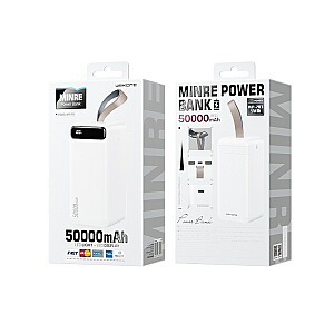 Powerbank 50000 mAh, ātra uzlāde, 2x USB-A, 10 W, balts