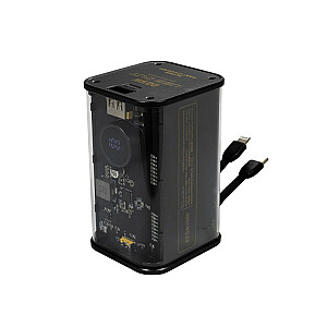 Powerbank 20000mAh īpaši ātra uzlāde ar iebūvētu USB-C PD 20W un Lightning kabeli + USB-A QC3.0 22,5W melns