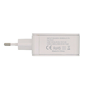 Maiņstrāvas lādētājs H410 TURBO QC3.0 4 porti Tīkla jauda 100-240 V, 50/60 Hz, maksimālais strāvas patēriņš 0,7 A, viens USB ports, saderīgs ar QC3.0