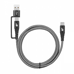 Divi vienā kabelis: USB C uz USB C ar USB A savienotāju, 1,2 m