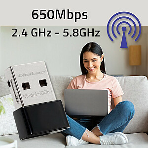 Īpaši ātrs bezvadu mini USB Wi-Fi adapteris | AC standarts | 650 Mbit/s