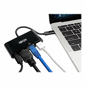 Vairāku portu adapteris USB-C 4K HDMI, ports USB-A, GbE, uzlāde PD 60 W, HDCP U444-06N-H4GUBC melns