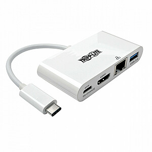 Многопортовый адаптер USB-C HDMI, порт USB 3.2 Gen 1, Gigabit Ethernet, зарядка PD 60 Вт, HDCP U444-06N-HGU-C Белый