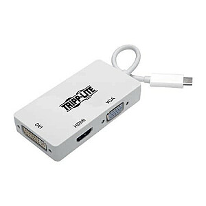 USB-C daudzportu adapteris (M/3xF) 4K HDMI, DVI, VGA, HDCP U444-06N-HDV4K balts