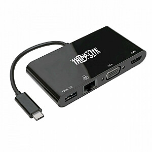 Многопортовый адаптер USB-C 4K HDMI, VGA, USB-A, GbE, HDCP U444-06N-HV4GUB Черный