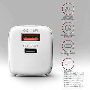 ACU-PQ20W Зарядное устройство 20 Вт QC3.0/AFC/FCP + PD type-C Белый
