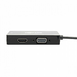 Vairāku portu USB-C (M/3xF) 4K HDMI, DVI, VGA, HDCP adapteris. U444-06N-HDV4KB melns