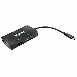 Многопортовый USB-C (M/3xF) 4K адаптер HDMI, DVI, VGA, HDCP. U444-06N-HDV4KB Черный