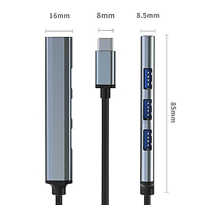 HUB adapteris USB-C 3.1 4w1 | USB 3.0 | 3 USB 2.0 porti