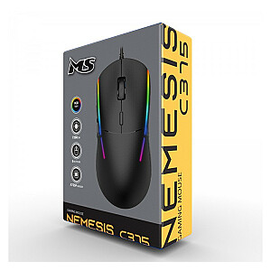 Nemesis C375 7200 DPI RGB vadu spēļu pele ar LED fona apgaismojumu, melna