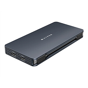 Hyper HyperDrive Universal Silicon Motion USB-C 10-in1 Dual HDMI Docking Station - Grey - B2B only