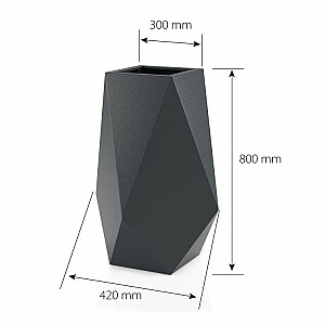 Dizaina puķu pods MONUMO VOLCANO Antracīts