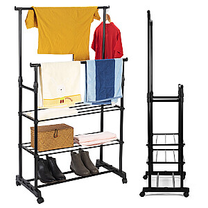 Универсальная вешалка для одежды на колесиках, стоячая, регулируемая по высоте, 2 стержня