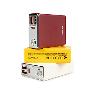 Power Bank 10000 mAh īpaši ātra uzlāde USB-C PD 20W + 2x USB-A QC3.0 22.5W Czerwony