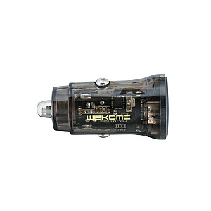 Автомобильное зарядное устройство 2 x USB-A для быстрой зарядки 15 Вт, черный/прозрачный