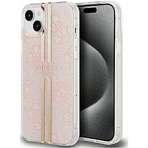 Guess - iPhone 15 hardcase IML 4G Gold Stripe Pink