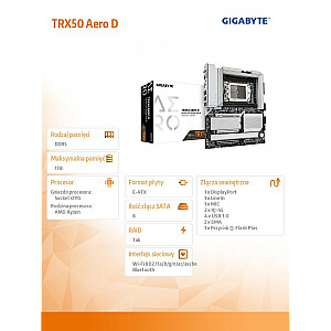 TRX50 AERO D sTR5 4DDR5 HDMI USB/4M.2 eATX mātesplate