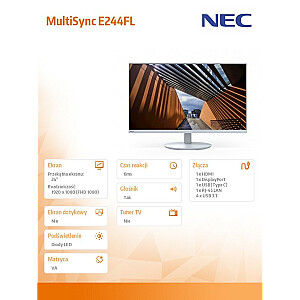 MultiSync E244FL 24-дюймовый монитор USB-C HDMI, белый
