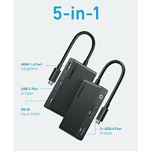 Концентратор 332 USB-C 5w1 4K HDMI с одним дисплеем черный