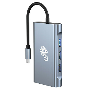 Адаптер USB C 8w1 HDMIx2 USB VGA RJ45 PD