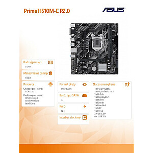 Prime H510M-E 2.0 s1200 2DDR4 HDMI/DP M.2 mATX mātesplate
