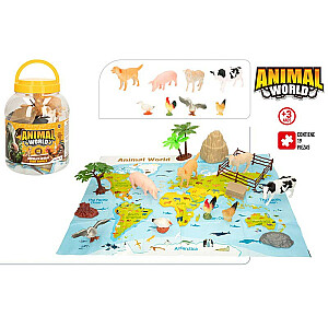 Набор фигурок домашних животных с картой мира 19 шт. 3+ CB47187