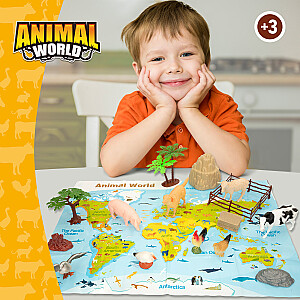 Набор фигурок домашних животных с картой мира 19 шт. 3+ CB47187