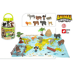 Набор фигурок диких животных с картой мира 3+ CB47188