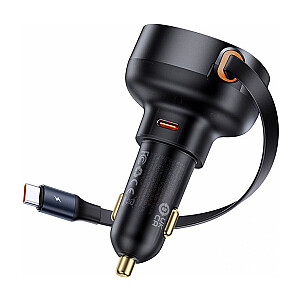 Baseus Enjoyment Pro automašīnas lādētājs ar USB-C kabeli, 60 W (melns)