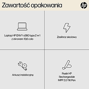 HP ENVY x360 15-fh0006nw Ryzen 5 7530U 15,6" FHD Touch IPS 250 nits 16GB LPDDR4 SSD512 Integrēta Radeon grafika bez ODD Win11 2 gadi Nightfall Black