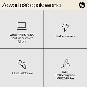 HP ENVY x360 — Core i5-1335U | 15,6 collu OLED FHD touch | 16 GB | 512 GB | Win11Home | Srebrna