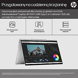 HP ENVY x360 — Core i5-1335U | 15,6 collu OLED FHD touch | 16 GB | 512 GB | Win11Home | Srebrna