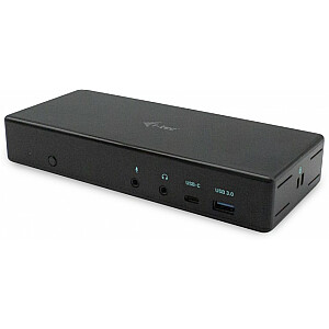 i-tec USB-C Quattro 4x displeja dokstacija 2x DP 2x HDMI LAN 85W audio piegāde — dokstacija