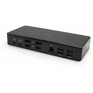 i-tec USB-C Quattro 4x displeja dokstacija 2x DP 2x HDMI LAN 85W audio piegāde — dokstacija