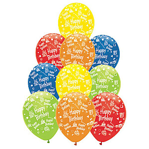 Воздушные шары Festi Happy Birthday разноцветные 30см 10 шт. 634504