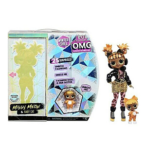 2 куклы - L.O.L Surprise! O.M.G Winter Chill Missy Meow Fashion Doll &amp; Baby Cat Doll c 25 сюрпризами 570271