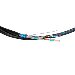 Extralink CAT5E FTP (F/UTP) V2 ĀRĒJAS VĪTAIS PĀRIS 305M — kabelis — Netzwerk tīkla kabelis, melns F/UTP (FTP)