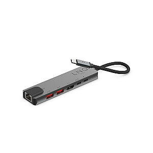 LINQ byELEMENTS LQ48015 — 6 in1 Pro USB-C, 10 Gbps, 4K HDMI un Ethernet vairāku portu centrmezgls