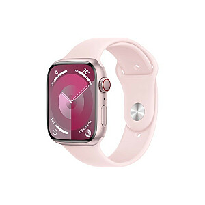 Часы Series 9 с GPS + сотовой связью, корпус из розового алюминия, диаметр 45 мм, светло-розовый спортивный ремешок — S/M