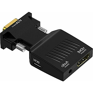 Mozos D-Sub (VGA) uz HDMI + ligzda 3,5 mm AV adapteris, melns (LBB-003)