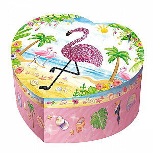 Музыкальная шкатулка Pecoware в форме сердца - Фламинго