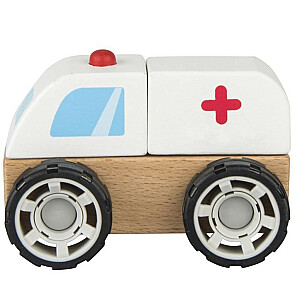 Машина скорой помощи из деревянных блоков
