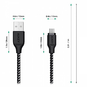 CB-AM2 neilona mikro USB-USB ātrās uzlādes kabelis | 2m | 480 Mbit/s