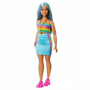 Кукла Barbie Fashionistas с длинными синими волосами.