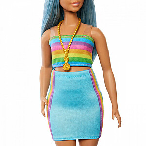 Lelle Barbie Fashionistas ar gariem ziliem matiem.