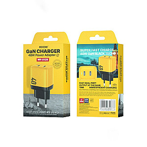 2x USB-C Super Fast Charger Сетевое зарядное устройство GaN 40 Вт, желтый