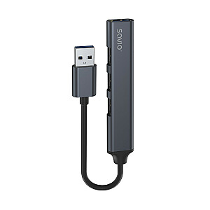 Хаб 4-портовый USB-A — 3 x USB-A 2.0, 1 x USB-A 3.0, 5 Гбит/с, алюминий, AK-70