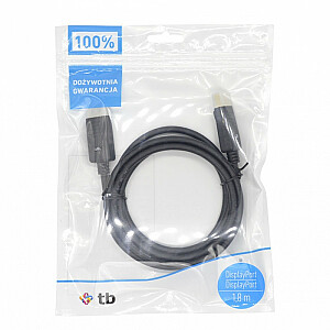 DisplayPort M/M kabelis, 1,8 m, melns