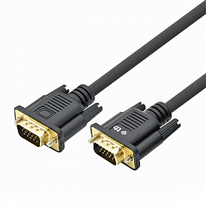 VGA kabelis 15M-15M 1,8 m, melns zelts