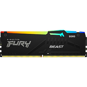 Atmiņa Kingston Fury Beast RGB, DDR5, 16 GB, 4800 MHz, CL38 (KF548C38BBA-16)